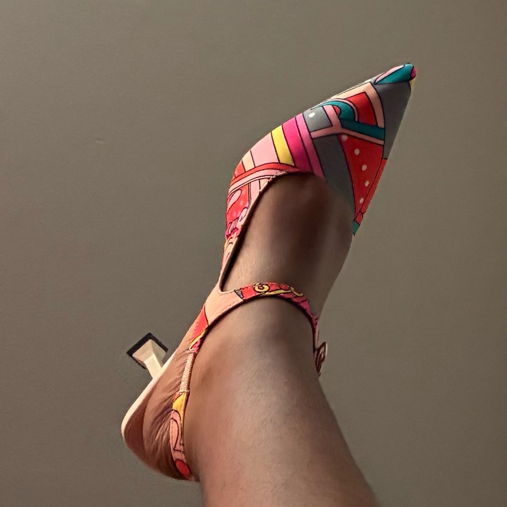 Colorful Women's Slingback Heels - Picture 5 of 5